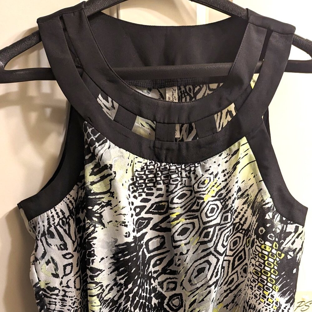 per seption concept tank top fancy cutouts black lime white New medium
